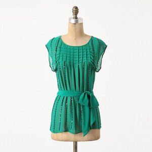 Anthropologie Carnation Lily Lily Rose Sleeveless Beaded Sheer Blouse Fairy Boho